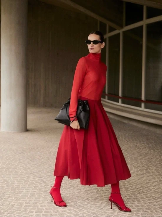 Mango Wool Blend Pleated Skirt New - Picture 3 of 6